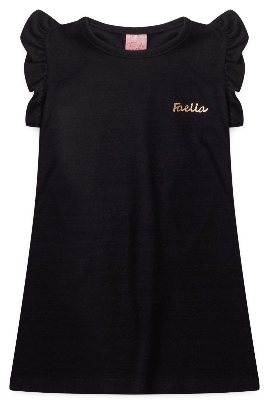 Vista 2 Infantil - Vestido Verão Feminino Faella Preto - Mega Mega Kids unico Mega Kids unico