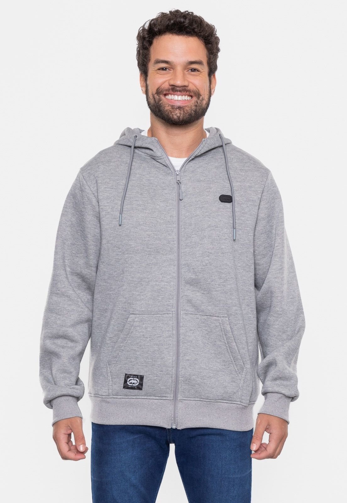 Moletom Ecko Fashion Basic Aberto Cinza Mescla