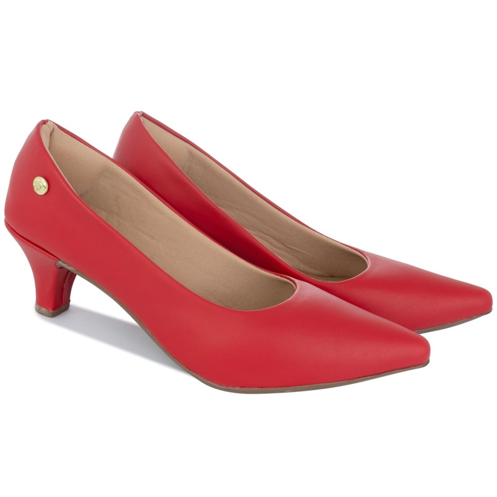 Scarpin Feminino Sapato Social Salto Fino Baixo Bico Fino Confortável Vermelho