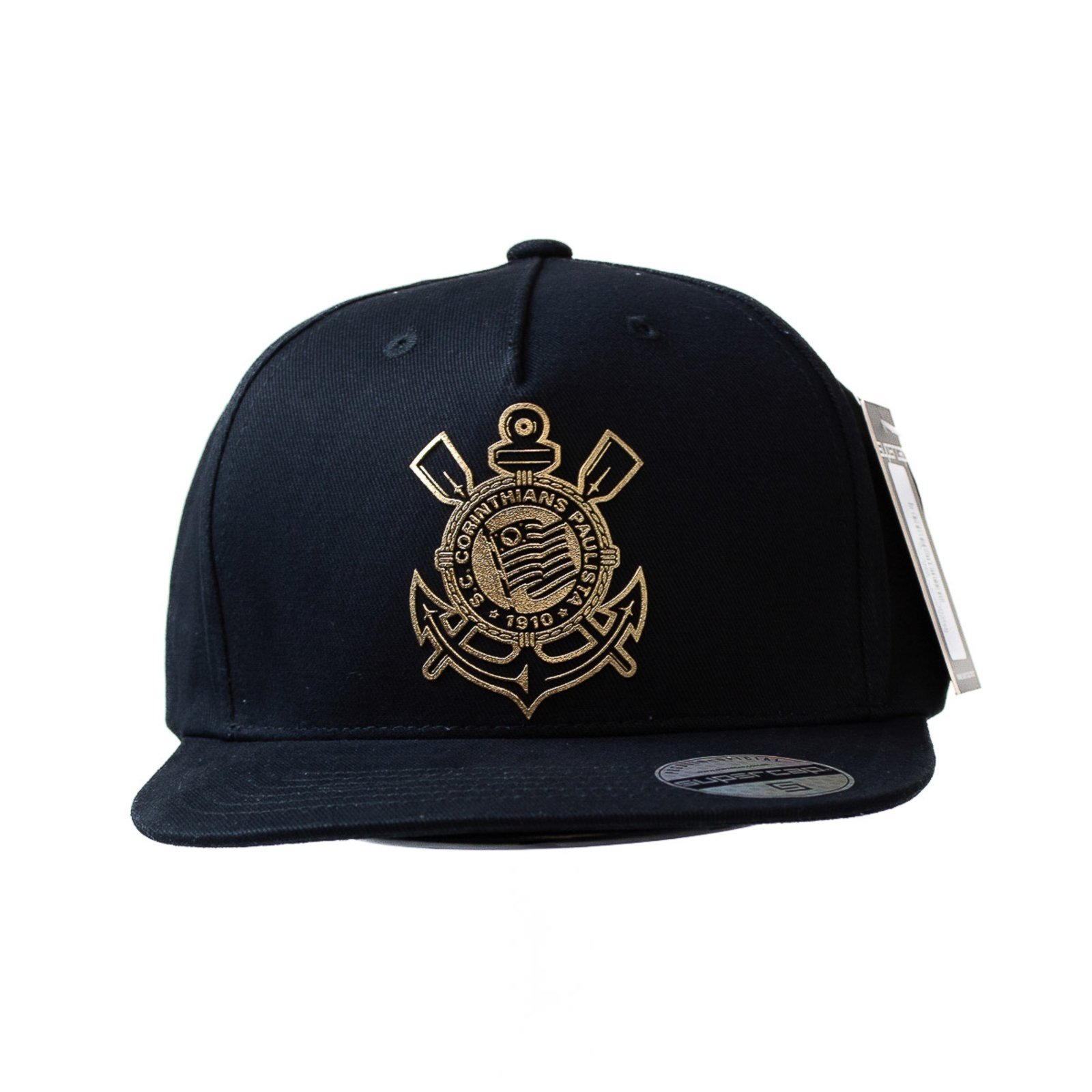 Vista 2 Boné Supercap Corinthians Silk Frontal e Bordado Supercap preto