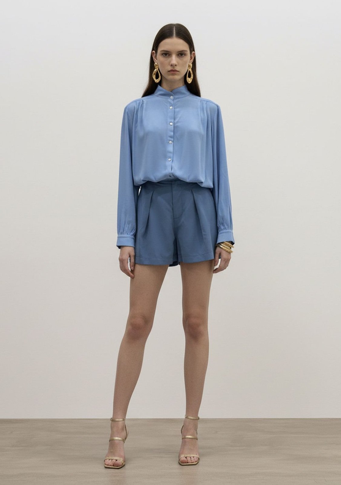 Shorts Iódice Amplo Alta Azul