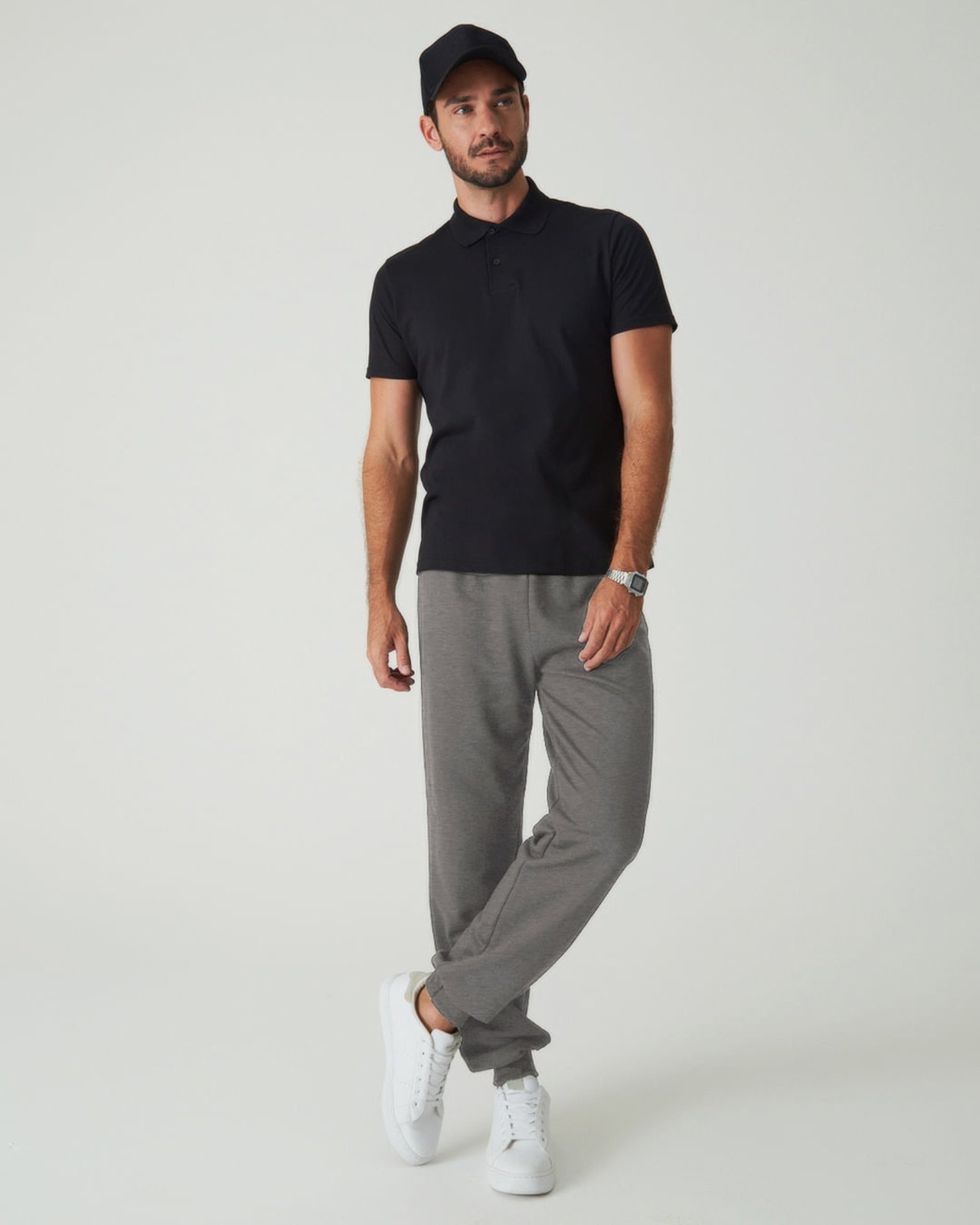 Calça Básica Masculina Em Moletom Flanelado