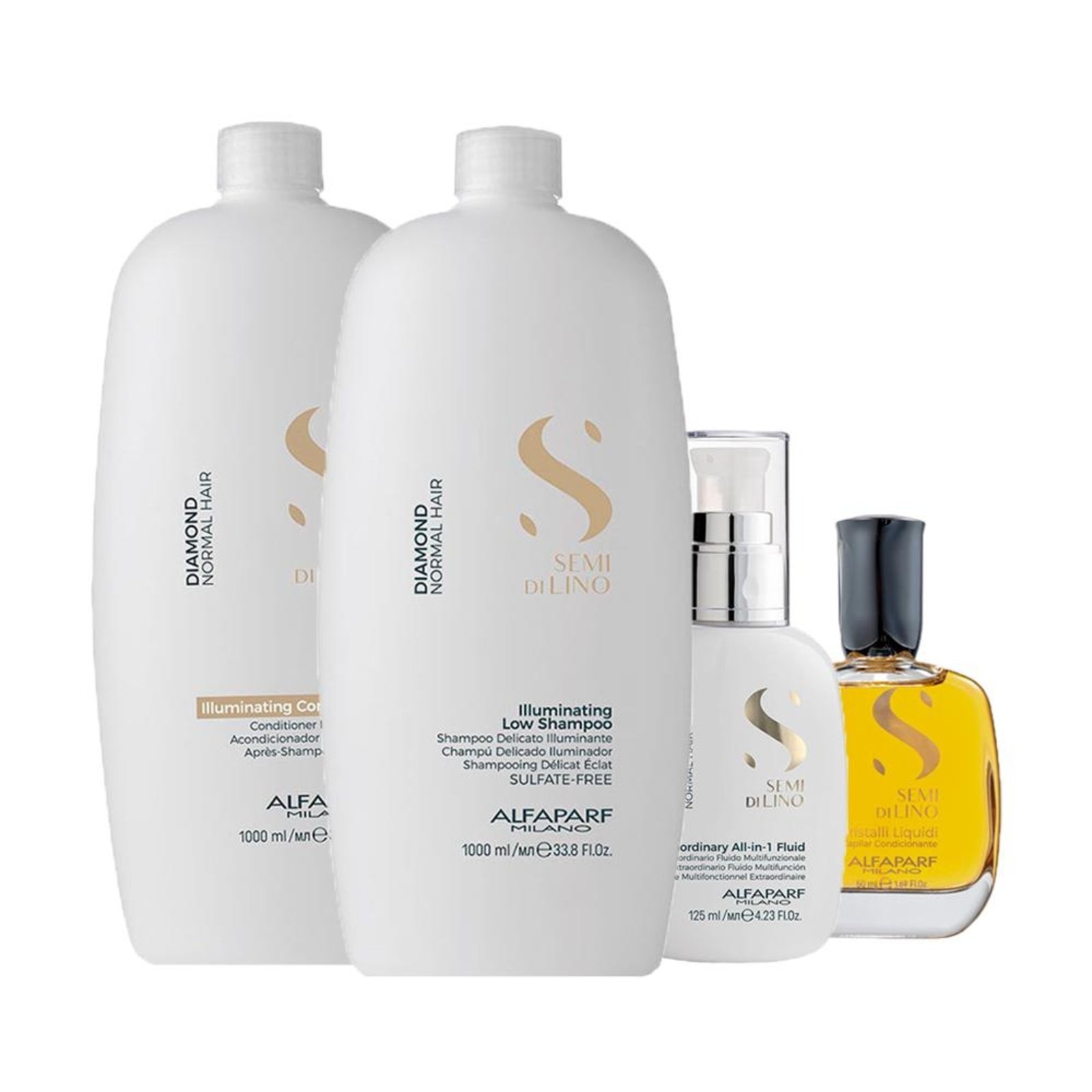 Alfaparf Semi Di Lino Diamond Shampoo, Cond, Fin e Óleo