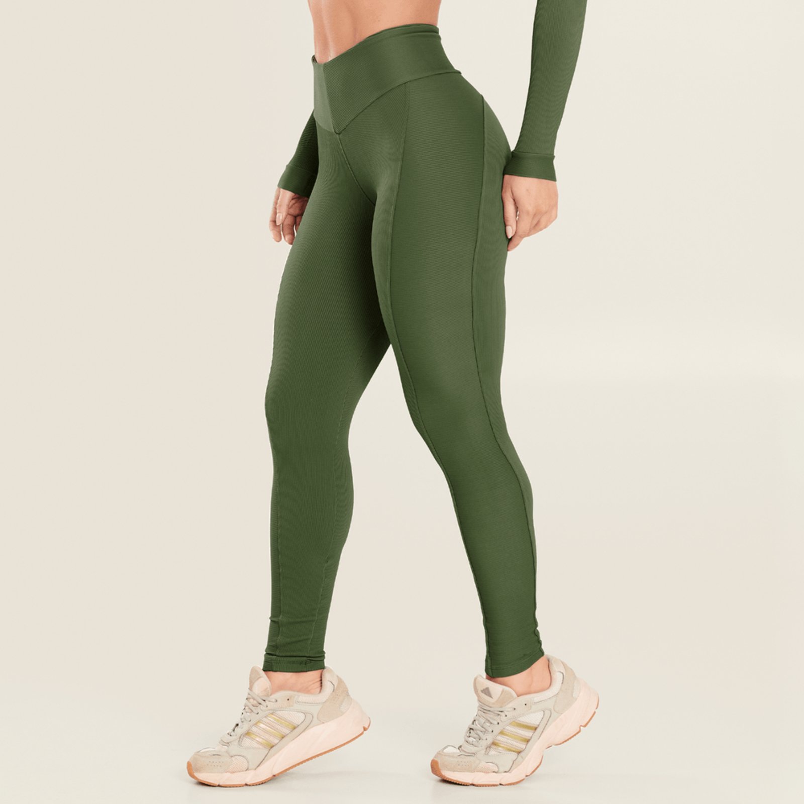Legging Precision Verde Militar Canelado Donna Carioca