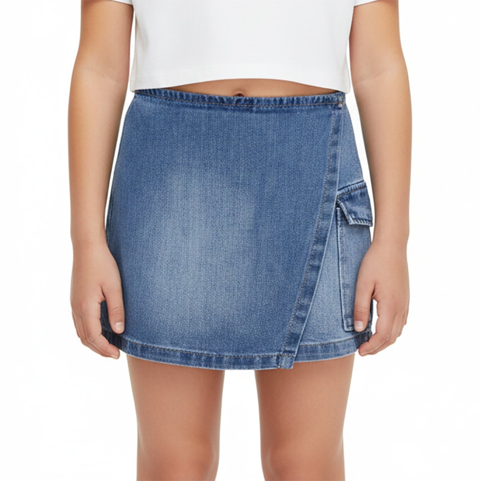 Infantil - Short Saia Juvenil Look Jeans Cargo Jeans