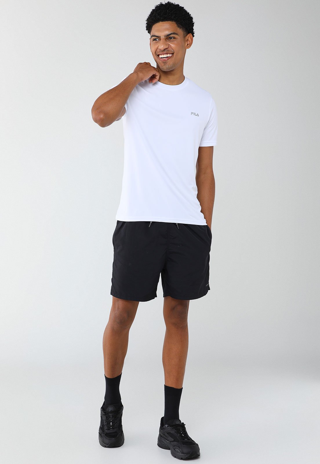 Vista 3 Camiseta Masculina Fila Basic Sports II Branca branco Fila branco