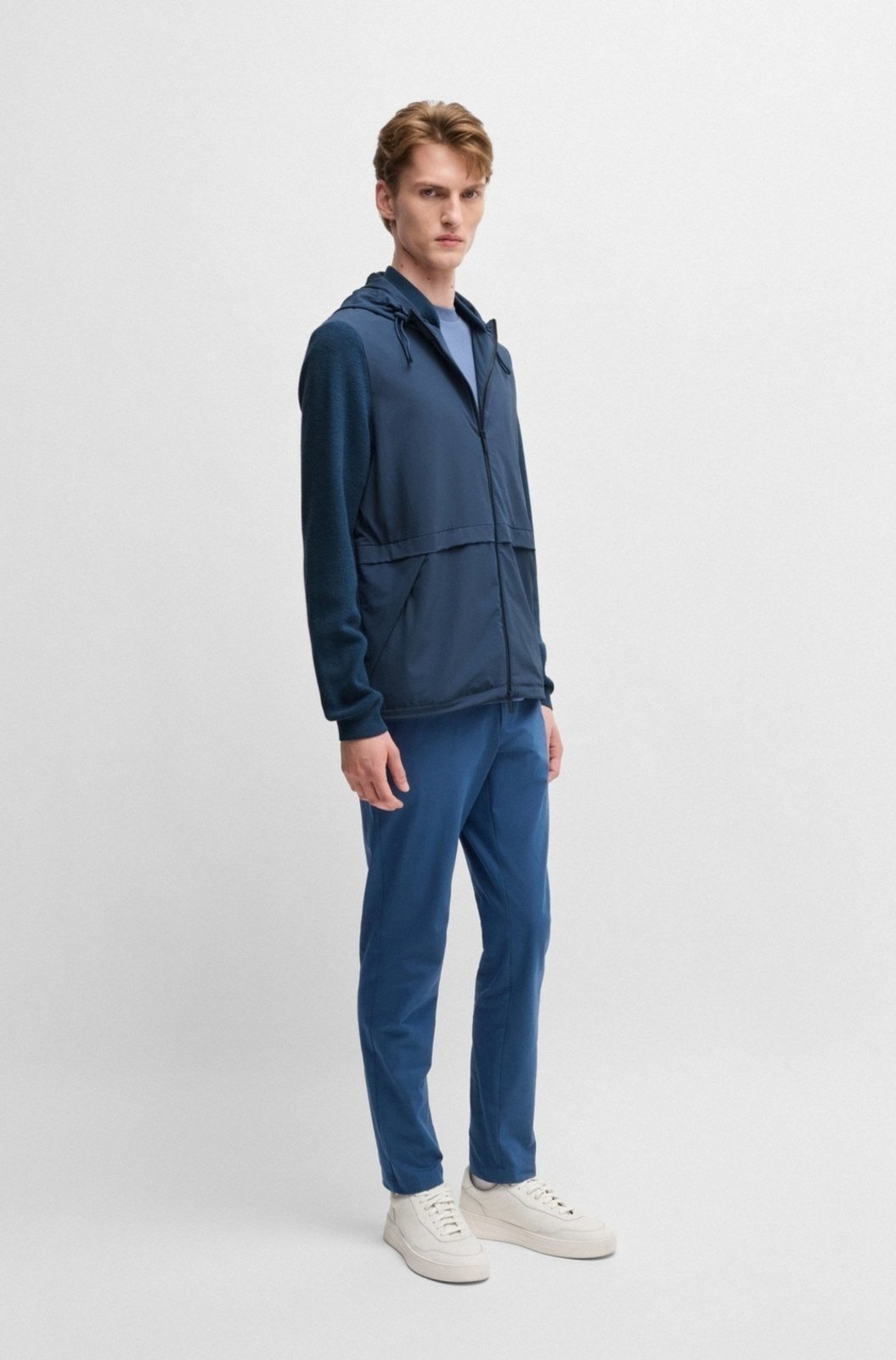 Vista 3 Casaco Softshell Com Detalhes De Malha EEGG Boss azul Boss azul