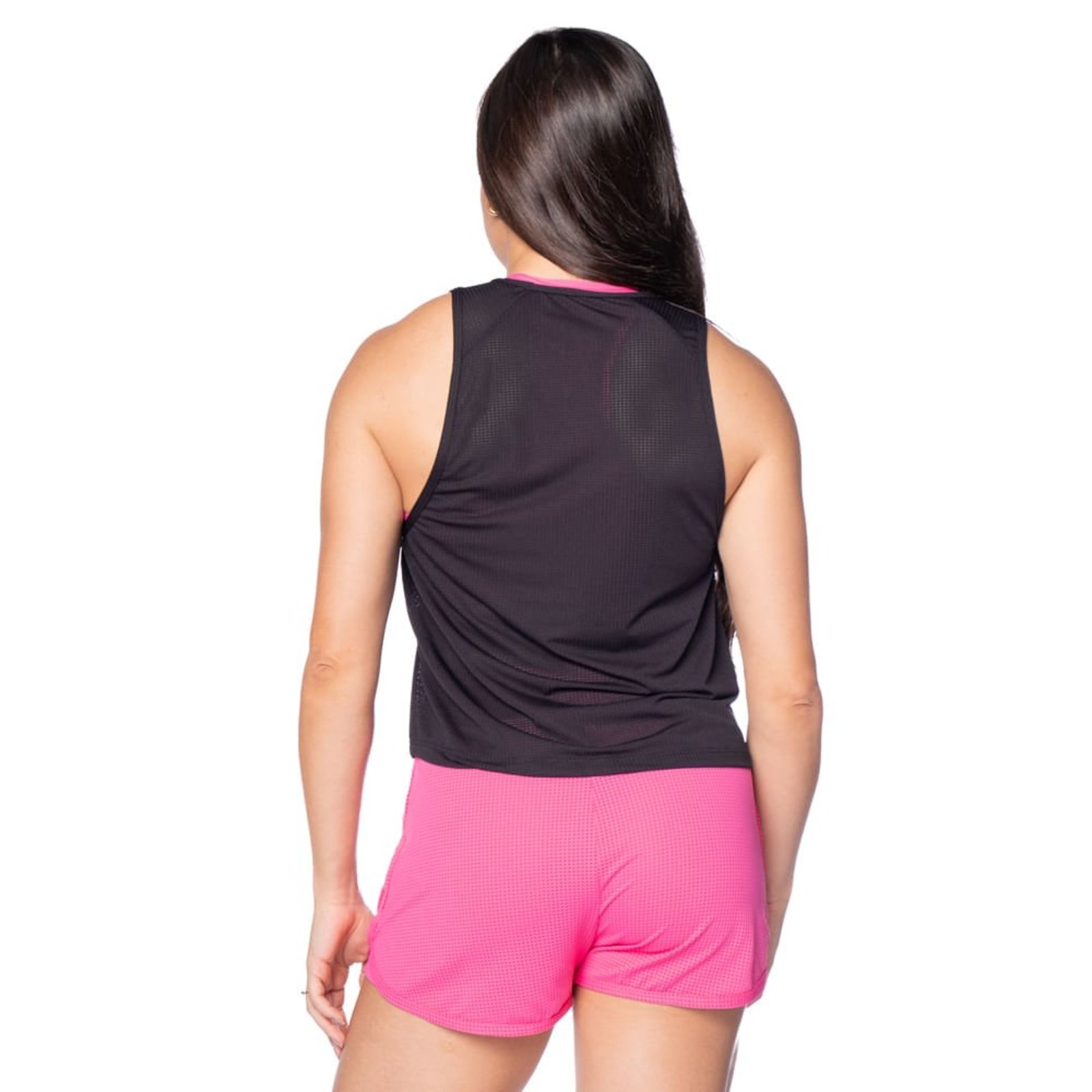 Vista 3 Regata Cropped Feminina Estilo do Corpo Dry Tech preto Estilo Do Corpo preto