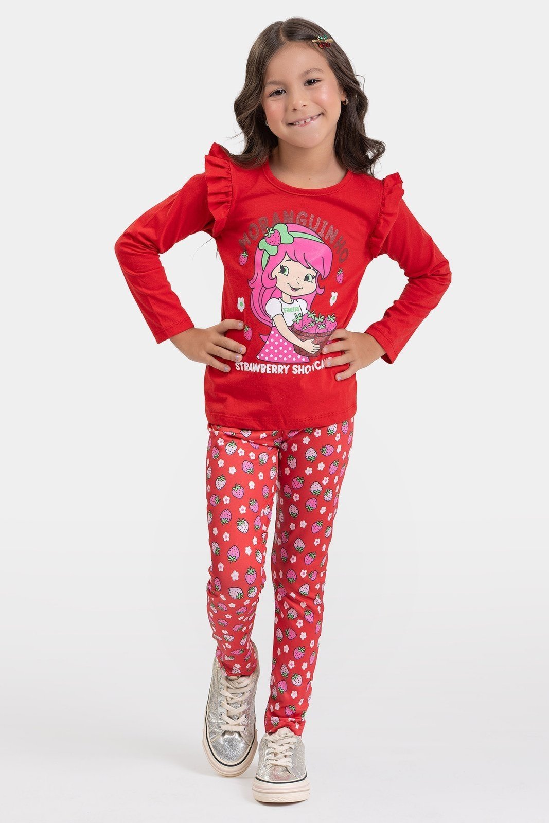 Infantil - Conjunto Meia Estação Feminino Moranguinho - Vermelho