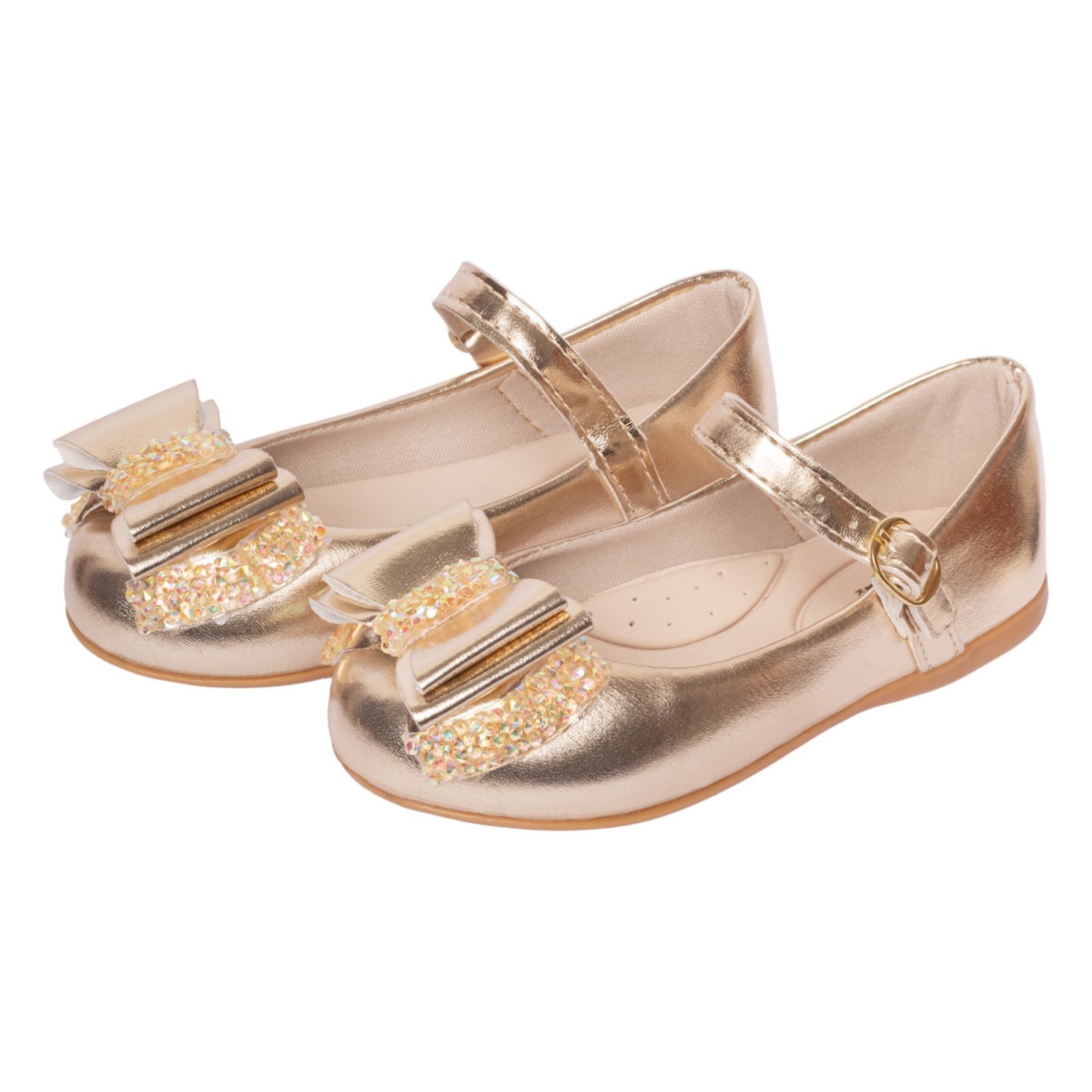 Infantil – Sapatilha Bailarina Menina B2A Dourada com laço estilo
