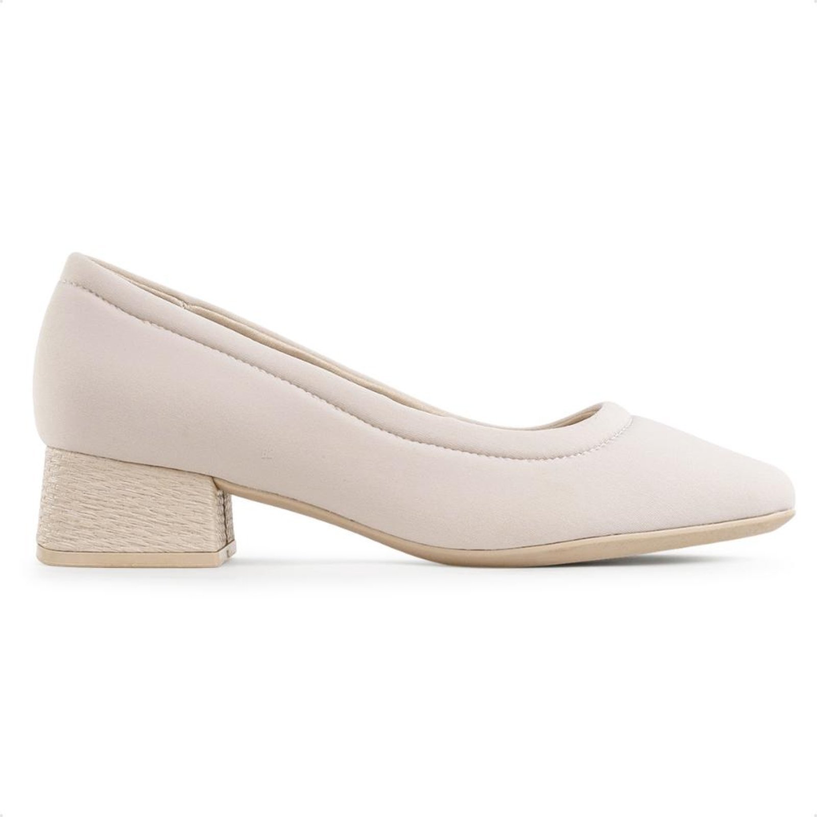 Scarpin Comfortflex Salto Bloco Feminino Off-white