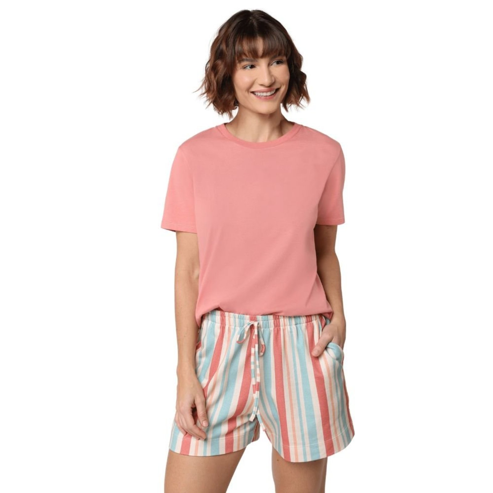 PIjama Short Doll Listrado Lupo Adulto Feminino 24706
