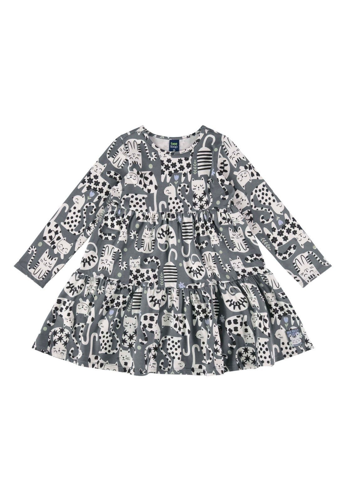 Vista 3 Infantil - Vestido Manga Longa de Gatinho Bee Loop Bee Loop cinza
