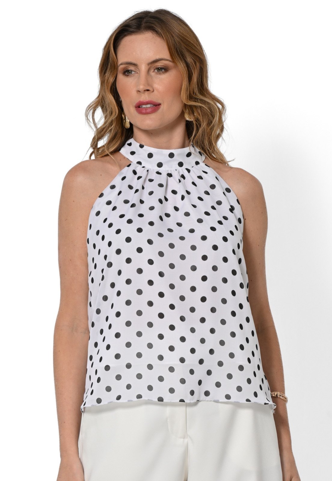 Blusa Bisô Cava Americana Poá Branca – Branca
