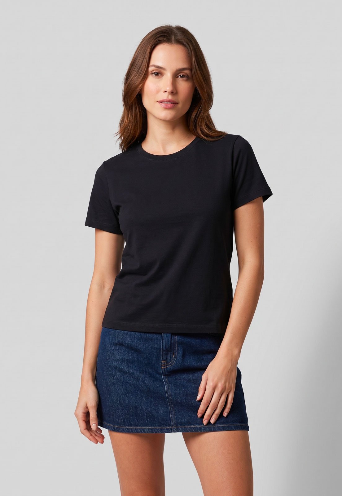 Blusa Feminina Cantão Básica Algodão Preta