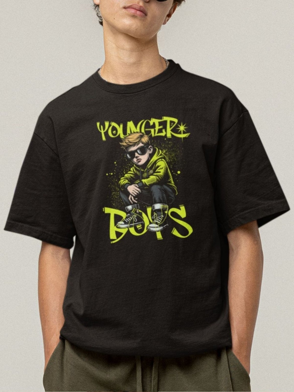 Camiseta Básica Masculina GuGi Younger Boys Menino Óculos De Sol Preto