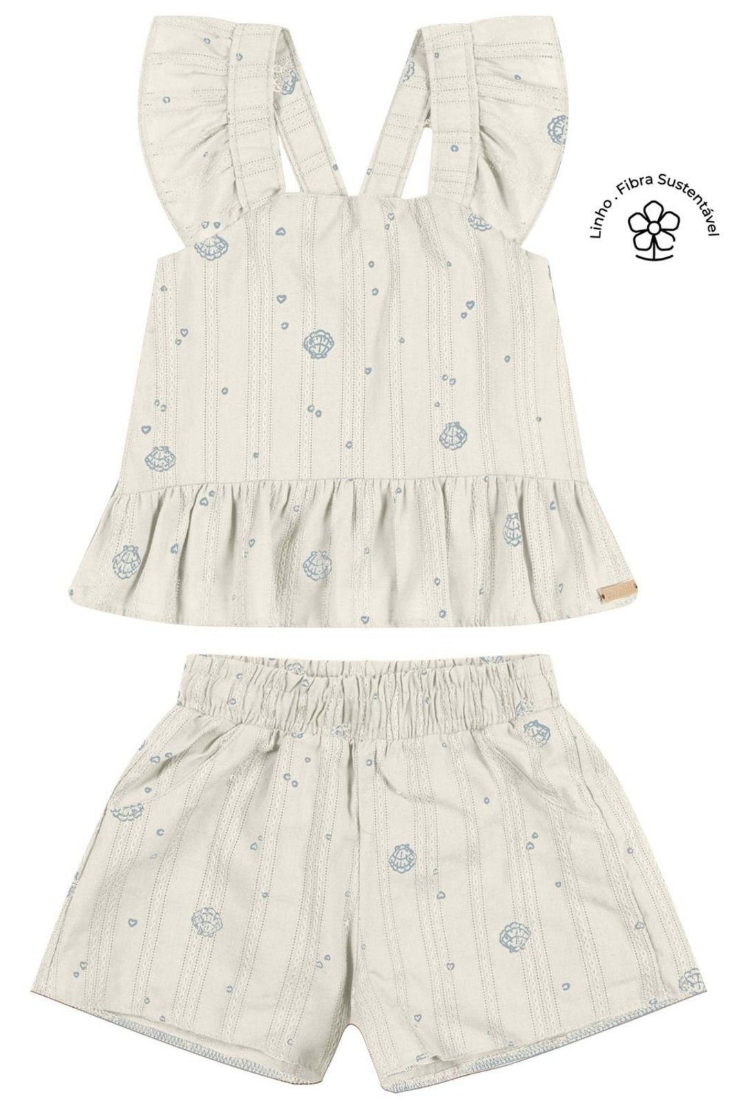 Infantil - Conjunto Curto Menina Conchas Colorittá Bege