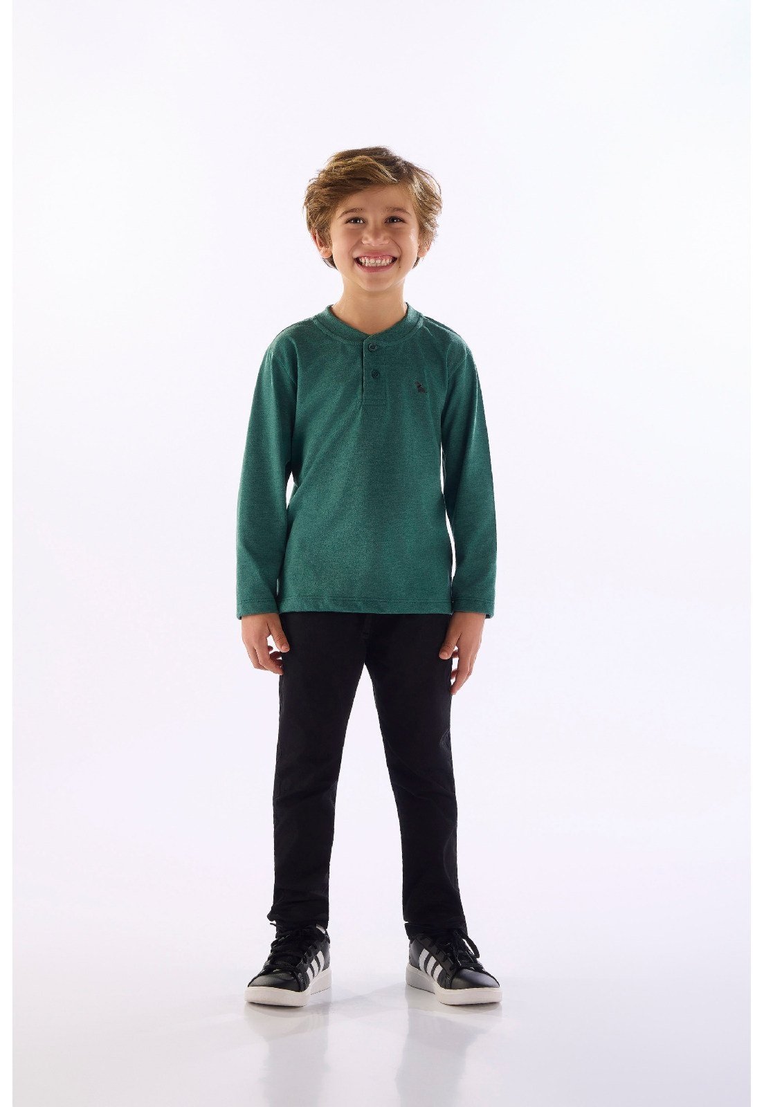 Infantil - Camiseta Gola Ribana Peitilho Quimby Verde