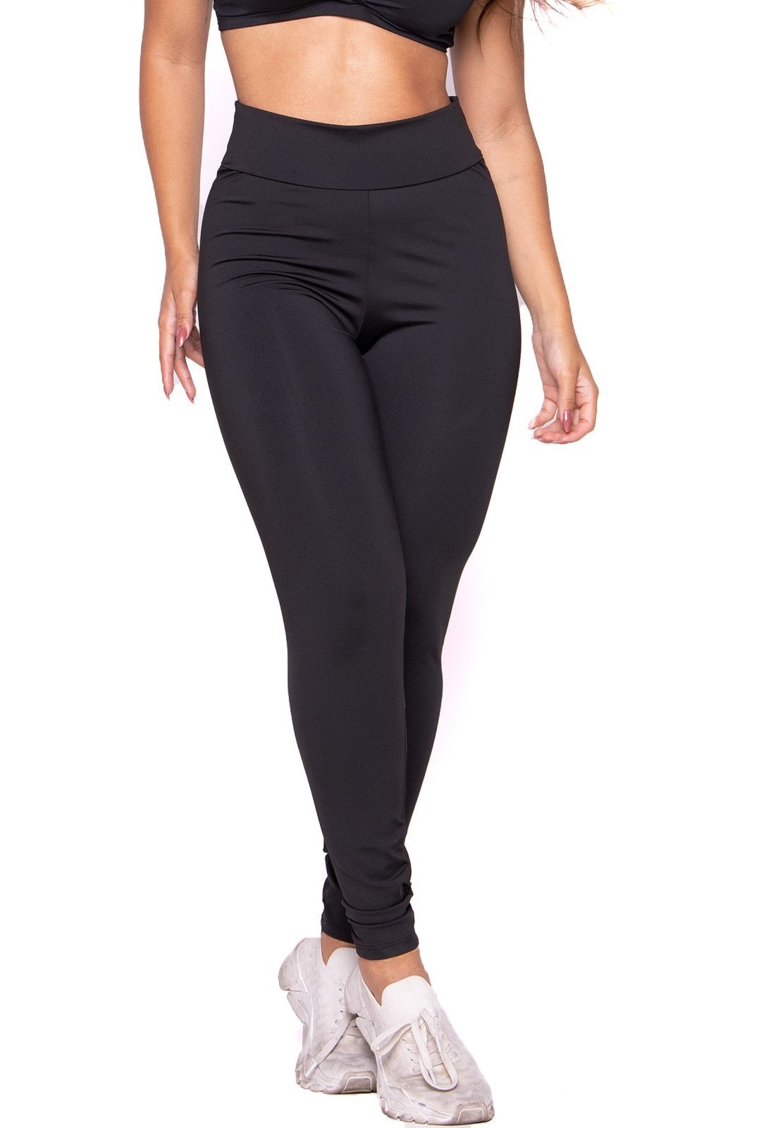 Calça Legging Mood Modas Fitness Lisa Academia Cintura Alta 080 Preto
