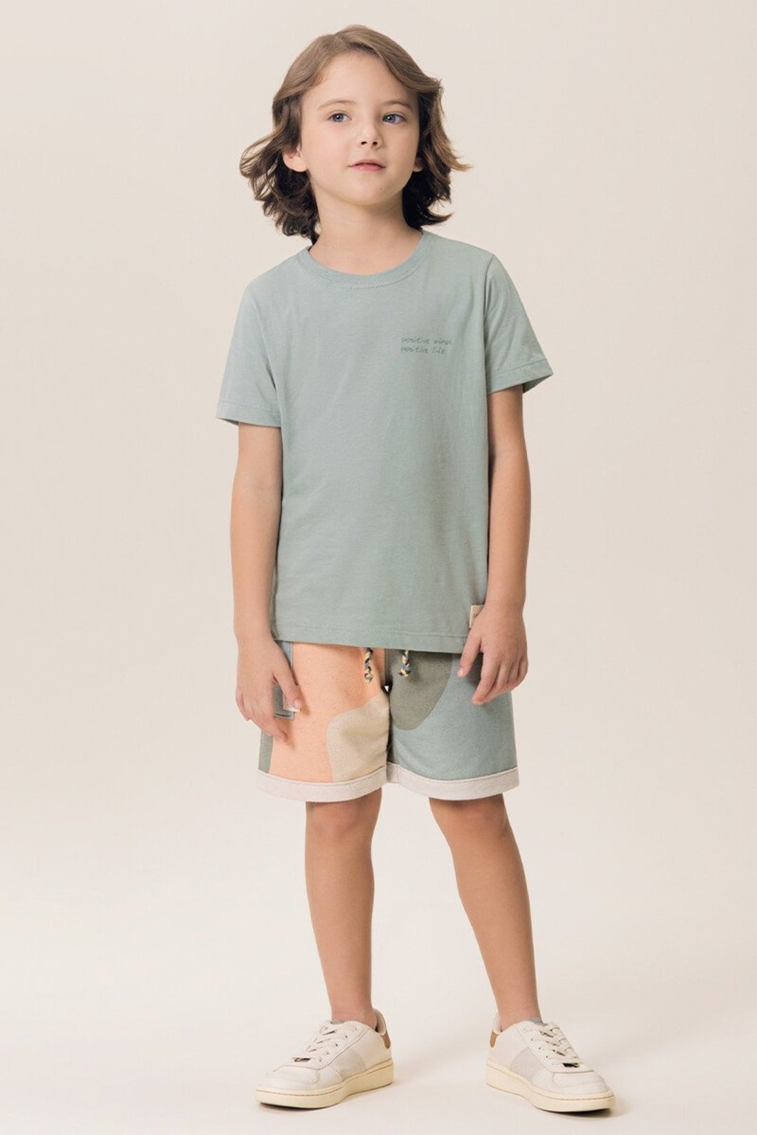 Infantil - Conjunto Bugbee Camiseta Regular em Malha e Bermuda Moletom Eco Estampado