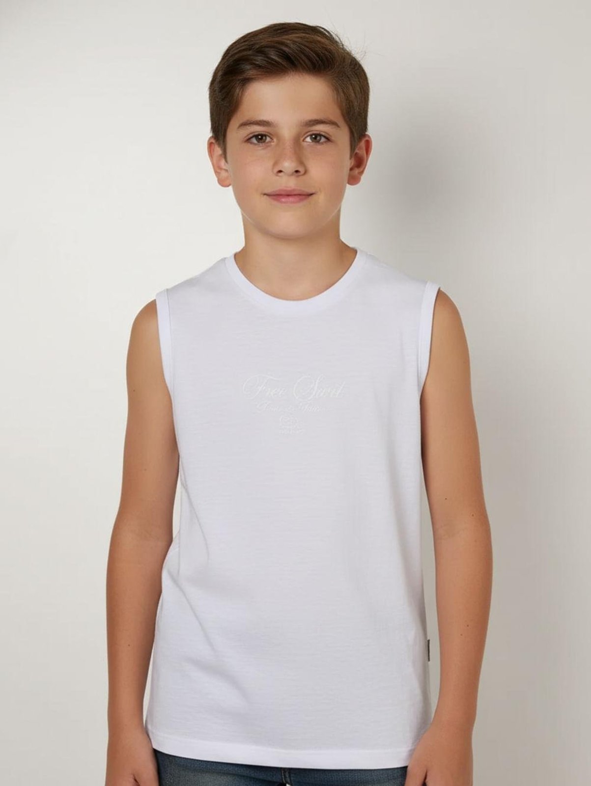 Infantil - Camiseta Regata Juvenil Para Menino - BRANCO