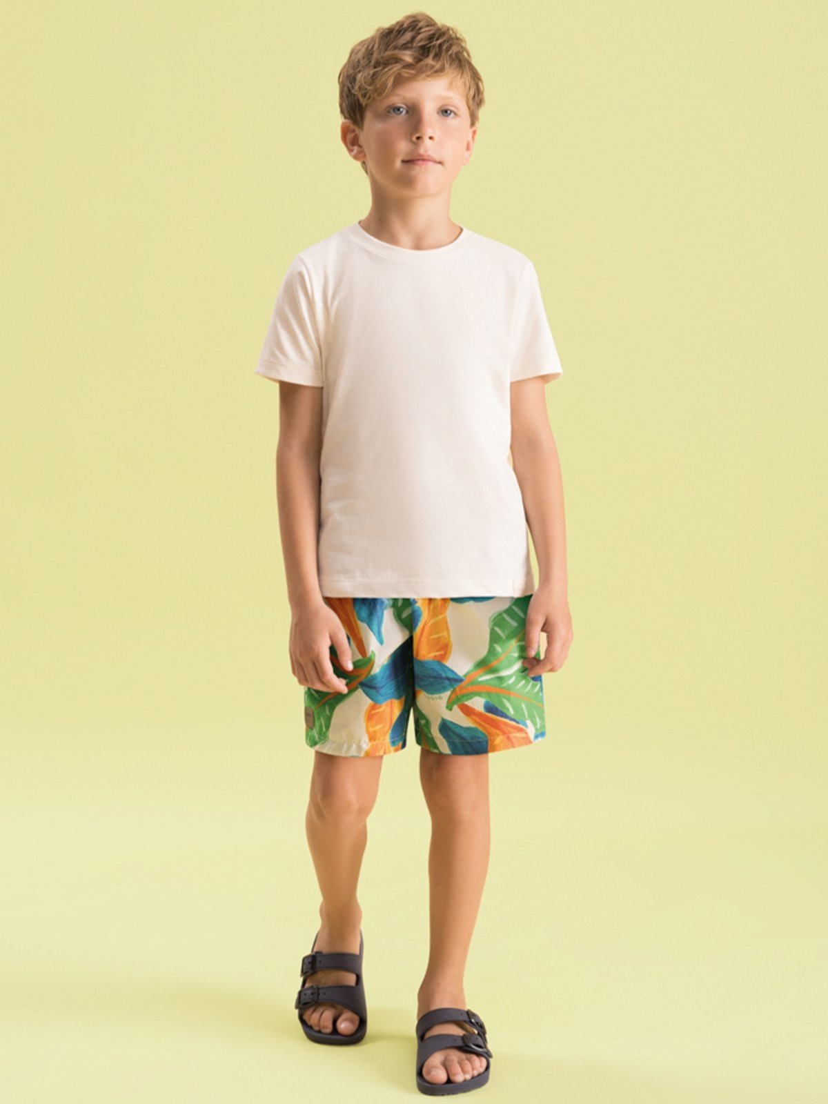 Infantil – Conjunto Menino Bugbee Camiseta de Algodão e Bermuda de Tricoline Estampada