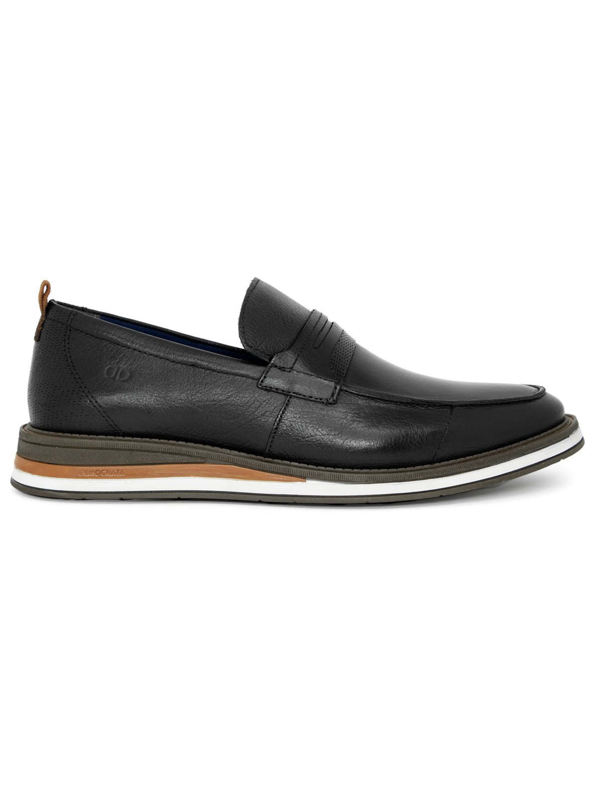 Sapato Masculino Democrata Type Loafer Couro Legítimo Conforto Clássico Preto