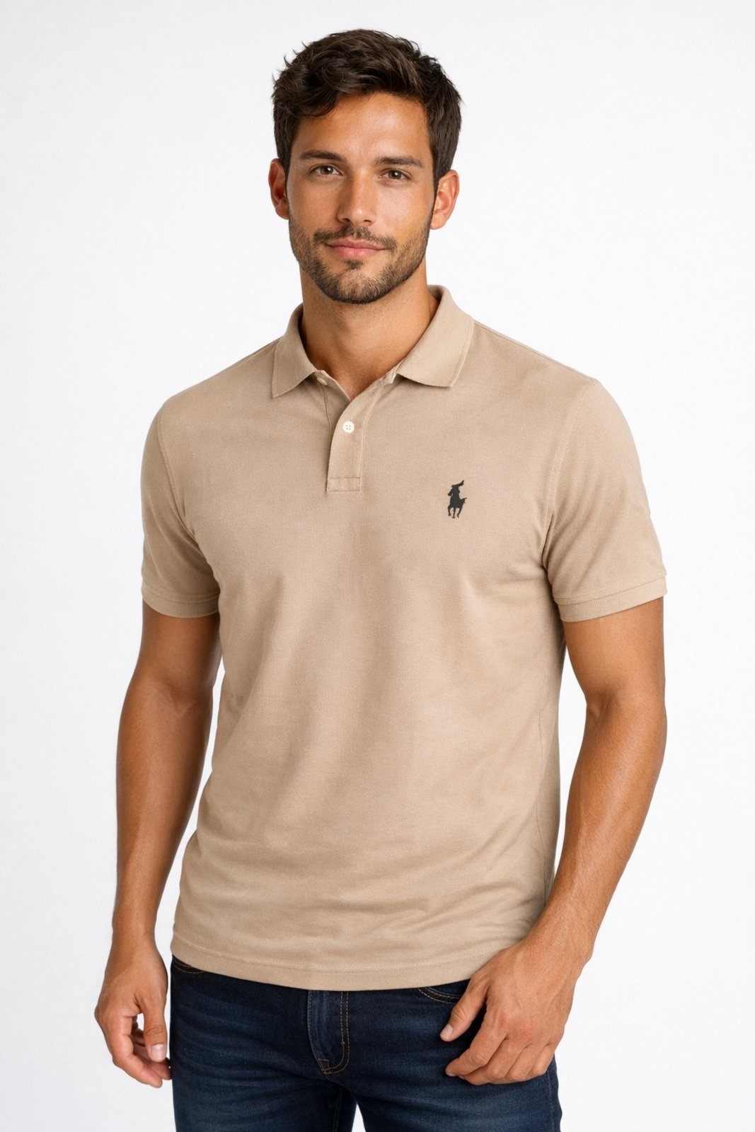 Camiseta Polo D Bell Outlet Fashion Masculina Bege