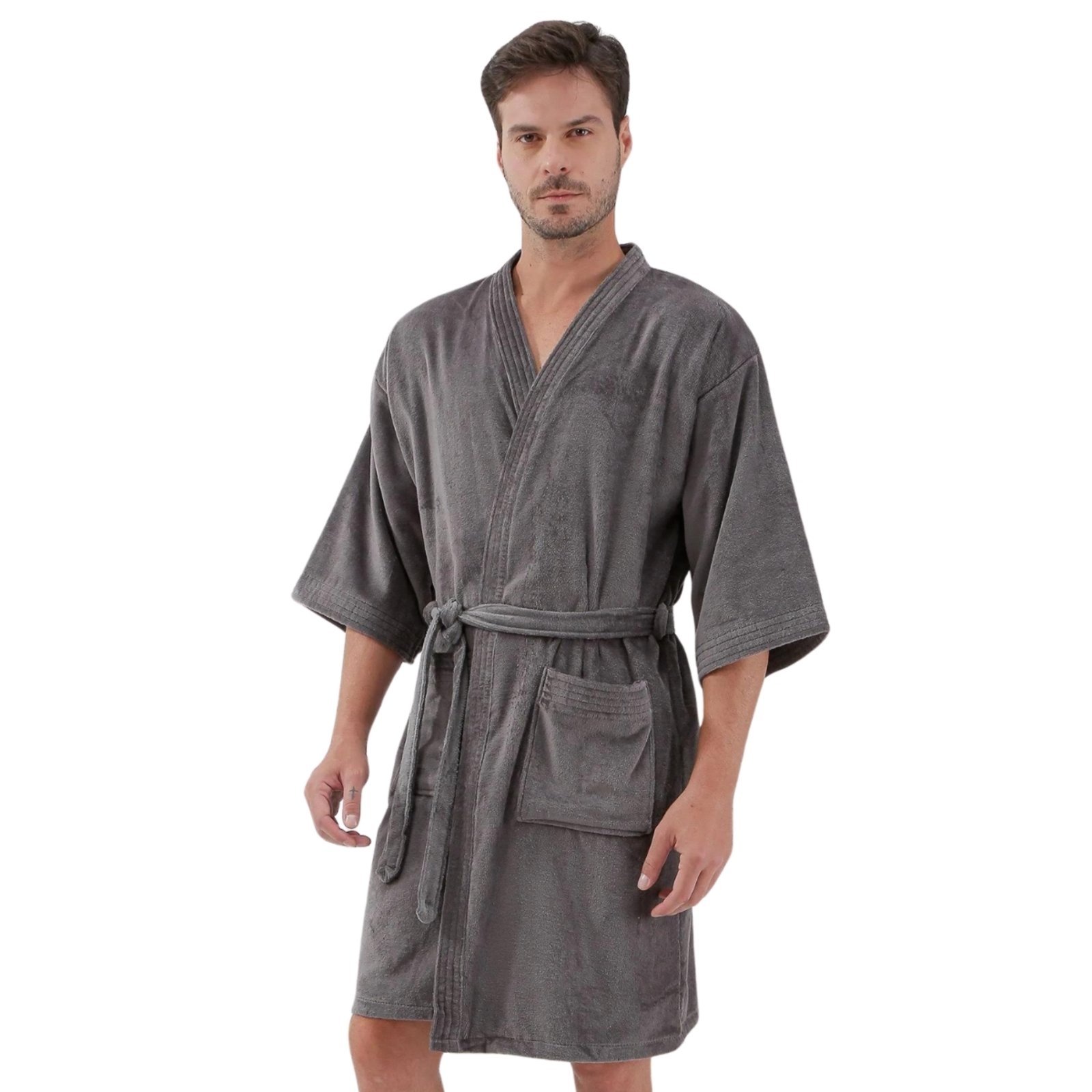 Roupao Adulto Dohler Atoalhado Velour Confort Grafite