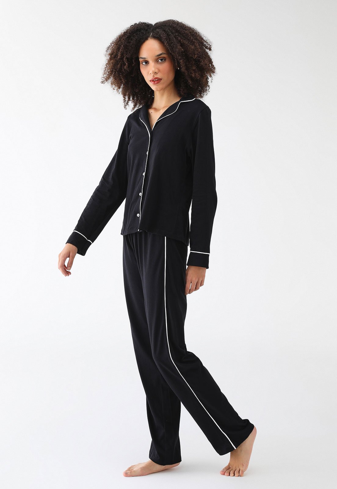 Conjunto de Pijama Hering Longo Americano Preto