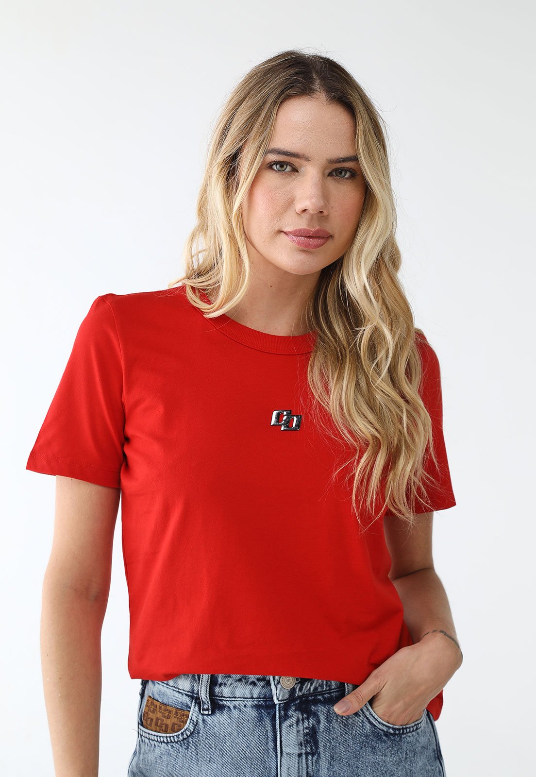 Camiseta Colcci Reta Logo Vermelha