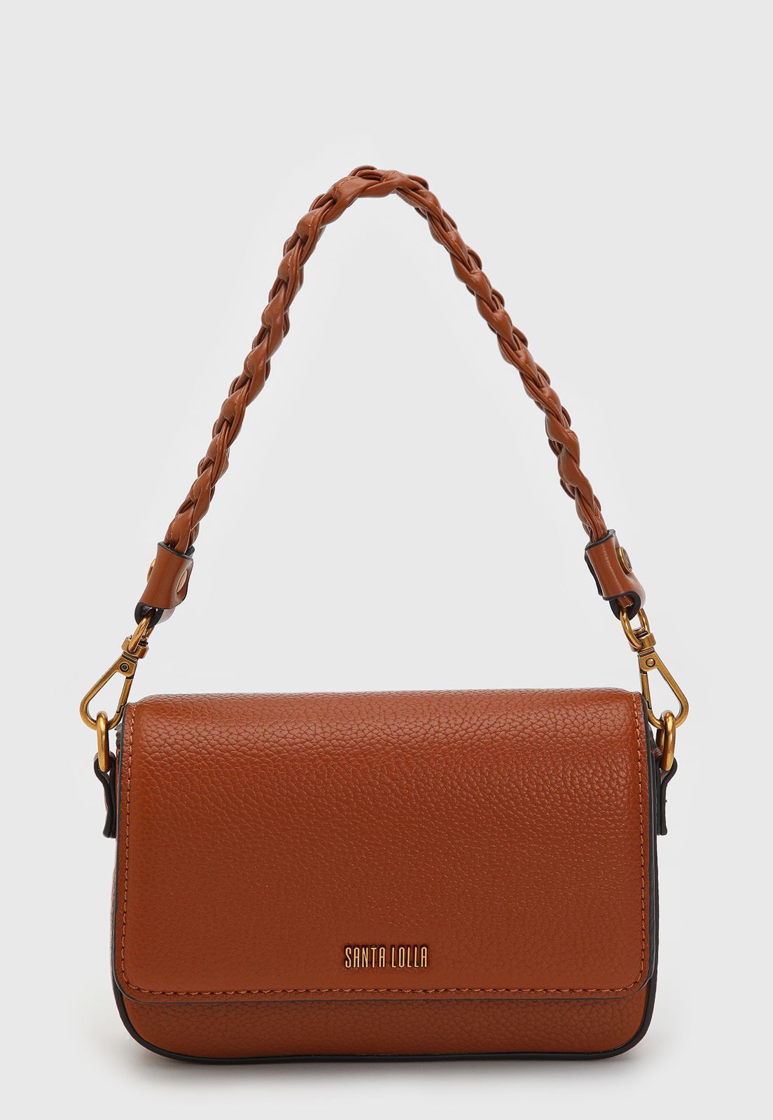 Bolsa Média Feminina Santa Lolla Alça Trançada Marrom