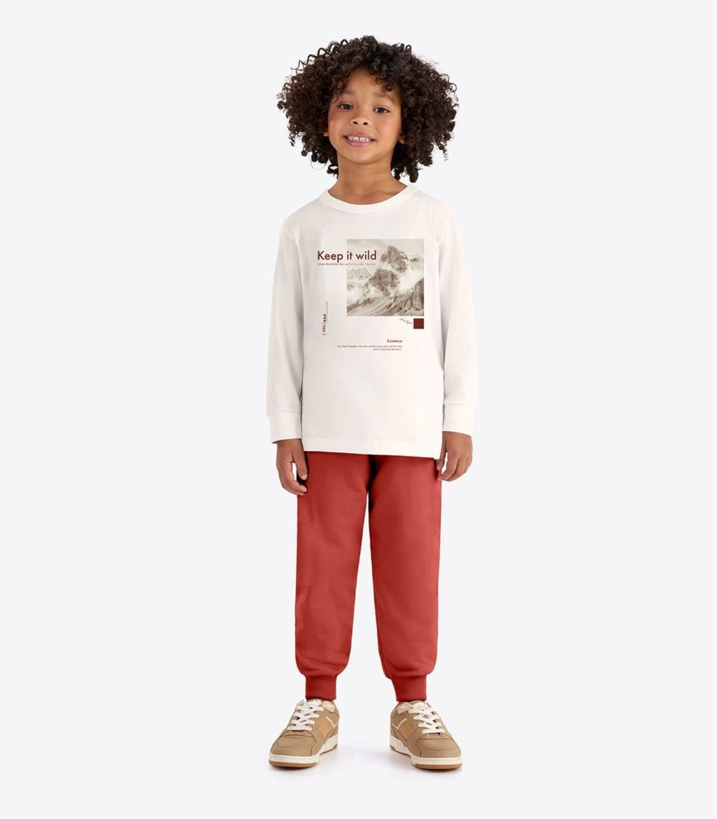 Infantil - Conjunto Camiseta Com Calça Rovi Bege