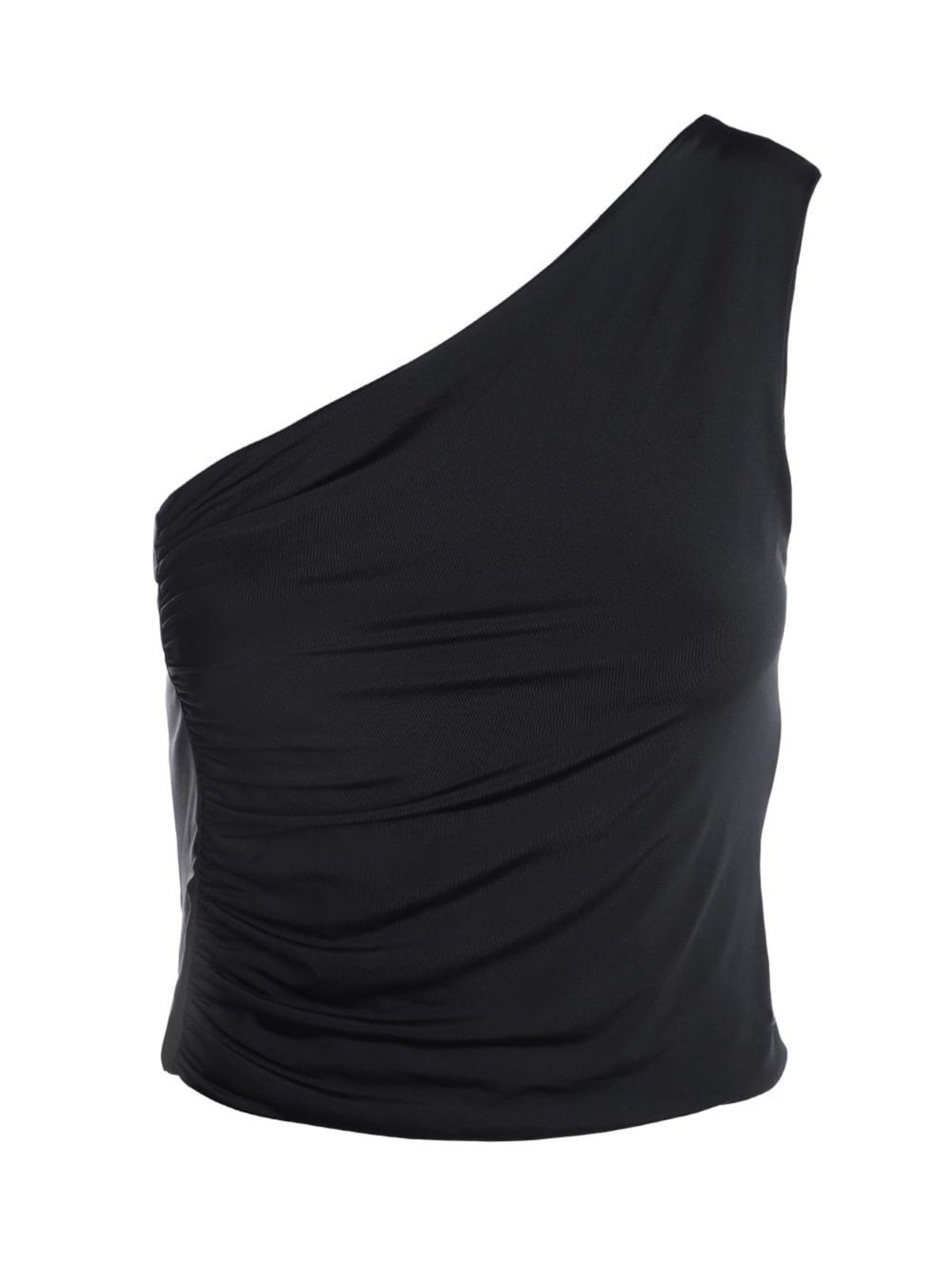 Vista 2 Blusa Cropped Assimétrico Franzido Feminina Bright Girl'S preto Bright Girl'S preto