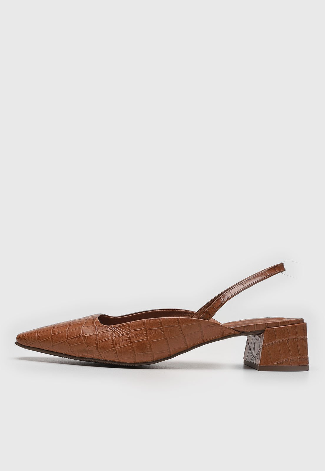 Slingback Feminino Loucos e Santos Croco Marrom