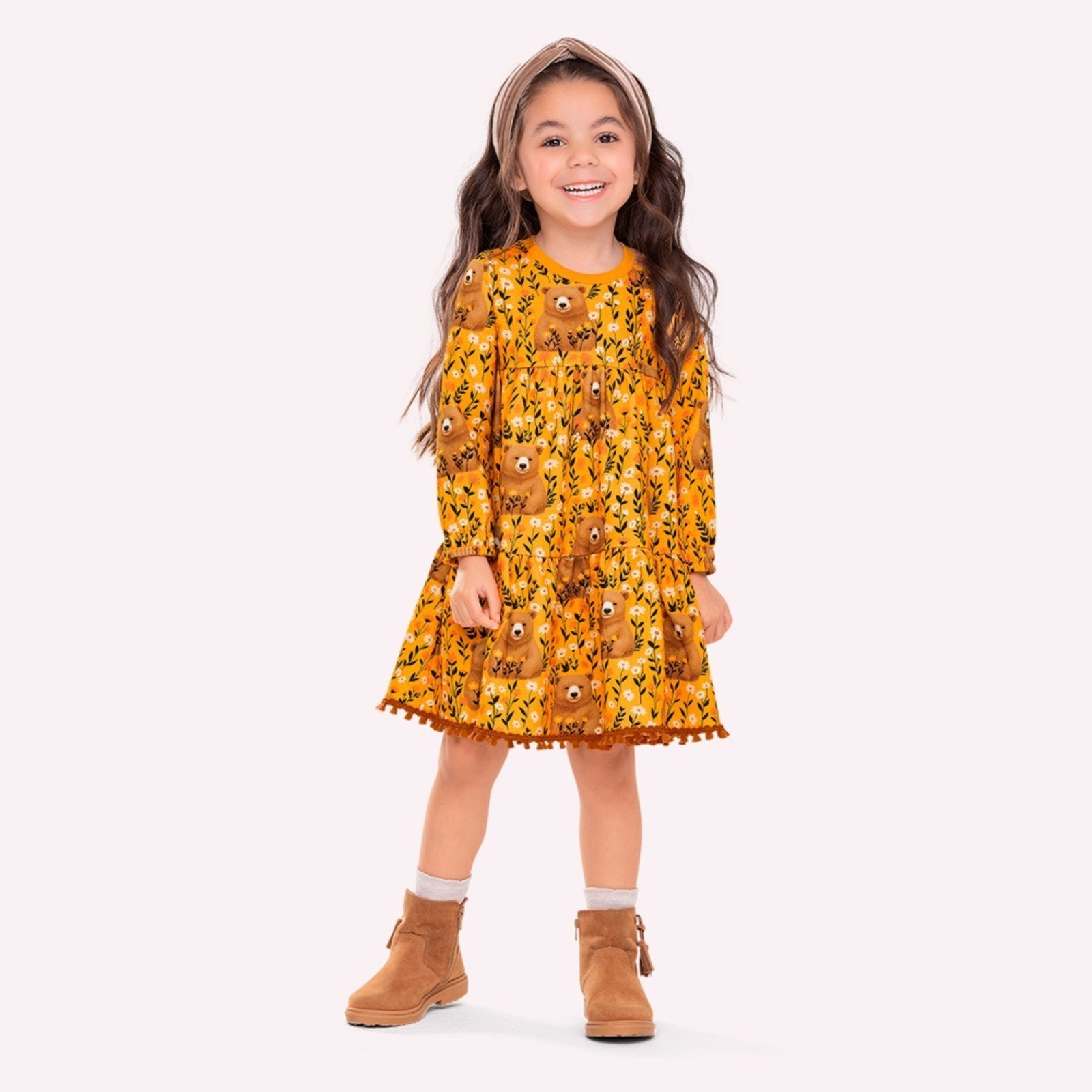 Infantil - Vestido Menina Ursos Nanai
