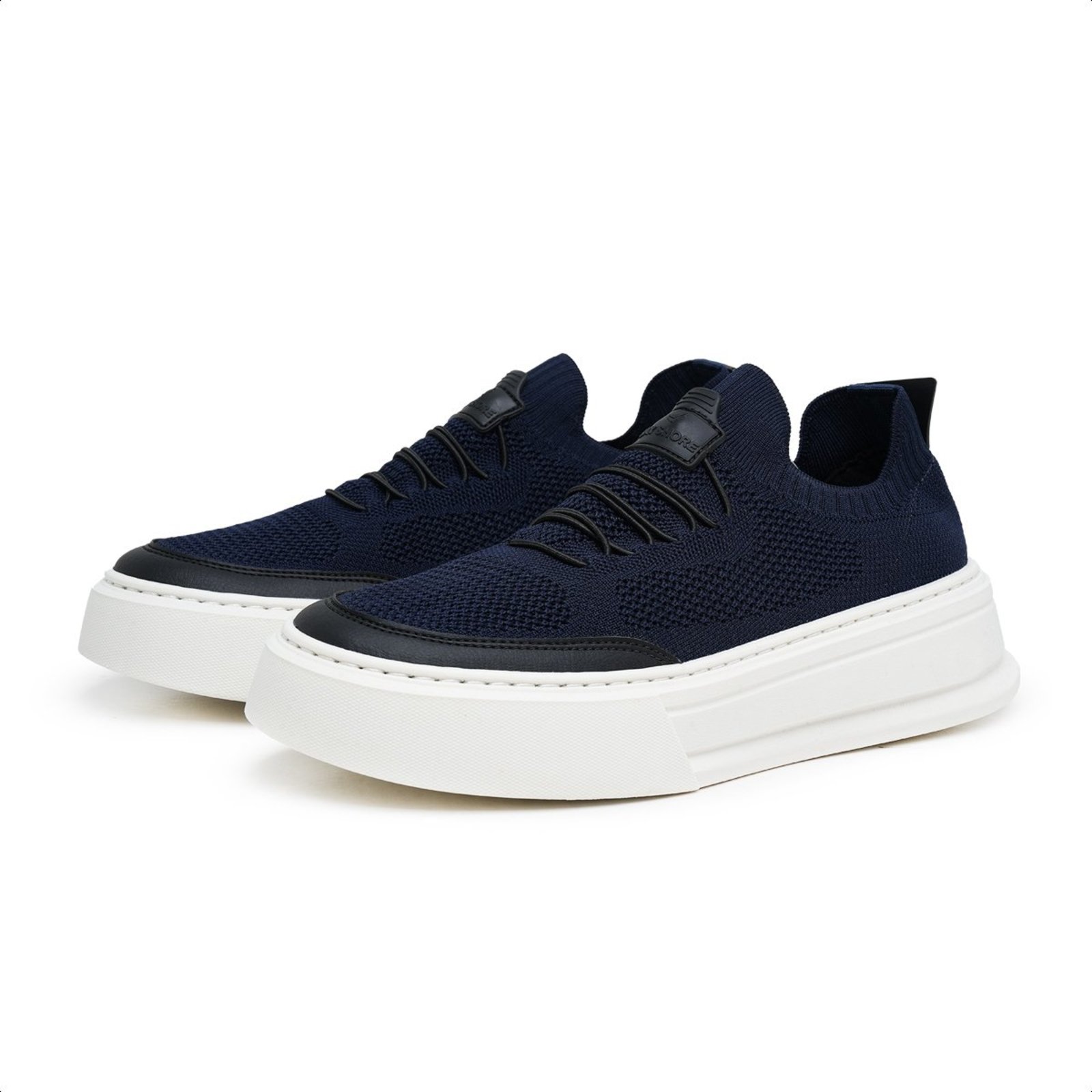 Tênis Masculino Casual Anna Andrade Knit Sapatenis Calce Fácil Elástico Confortável Azul Marinho