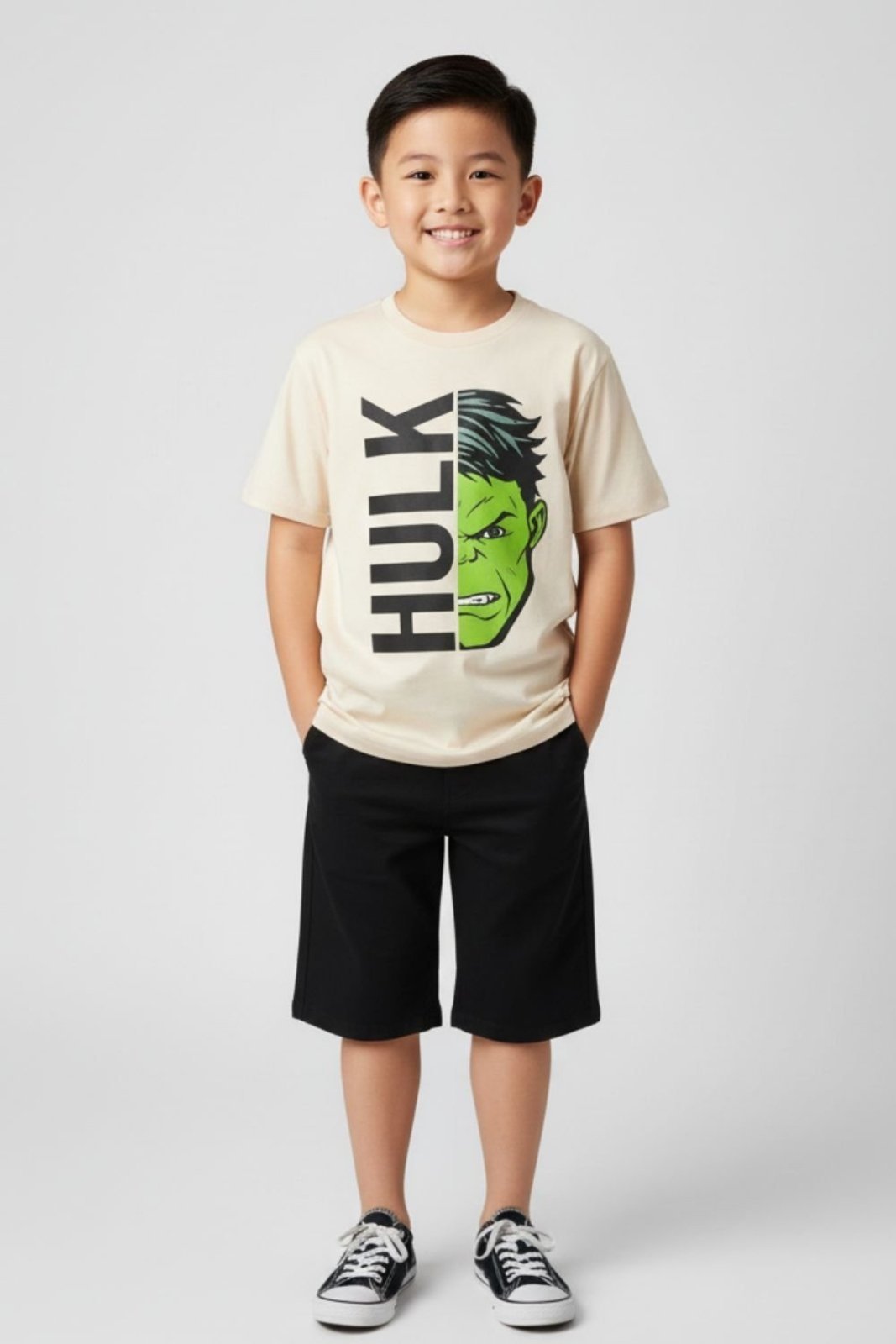 Infantil – Camiseta Disney Masculino Hulk Bege