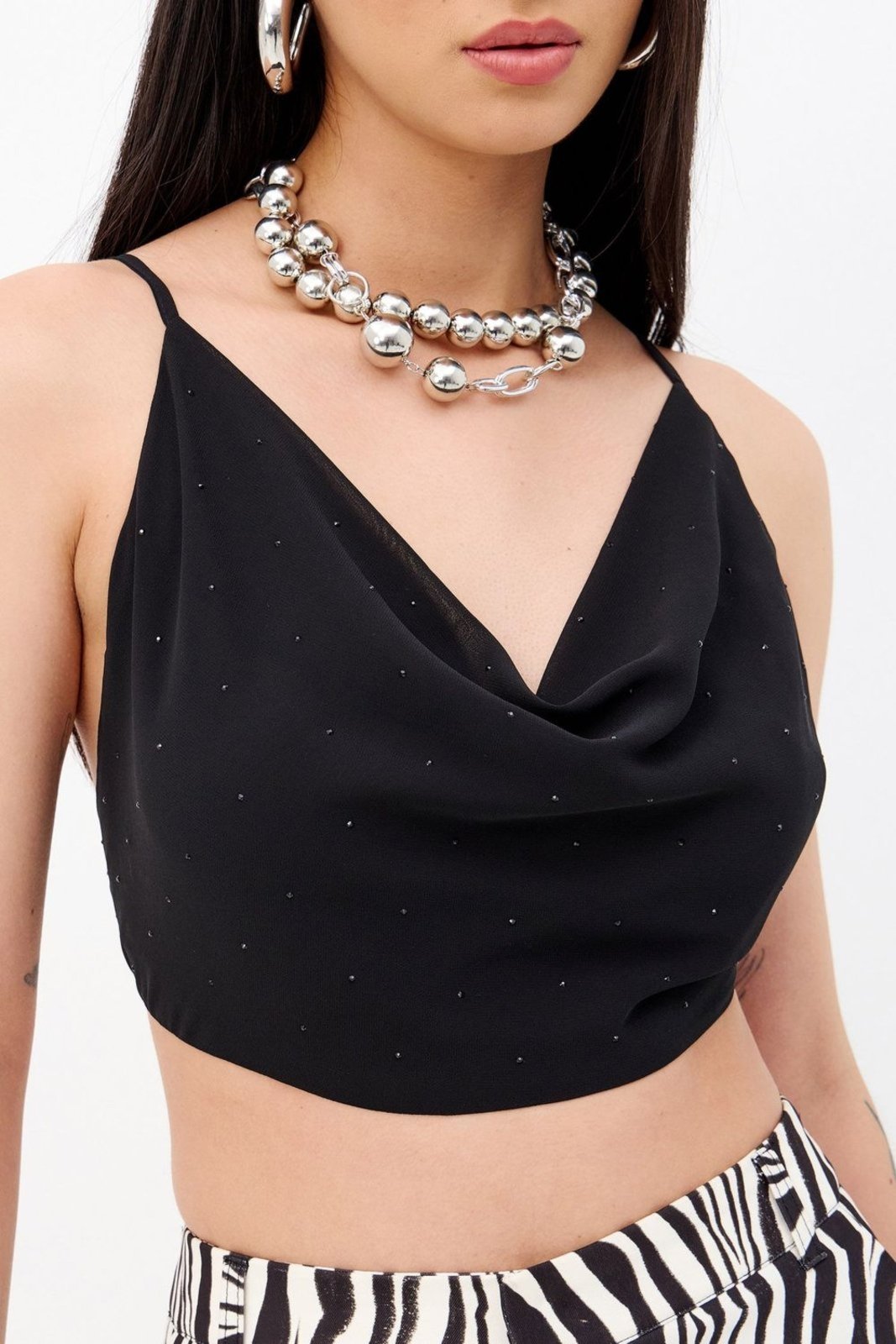 Vista 3 Top Degagê Strass Feminino Inblanche preto Inblanche preto