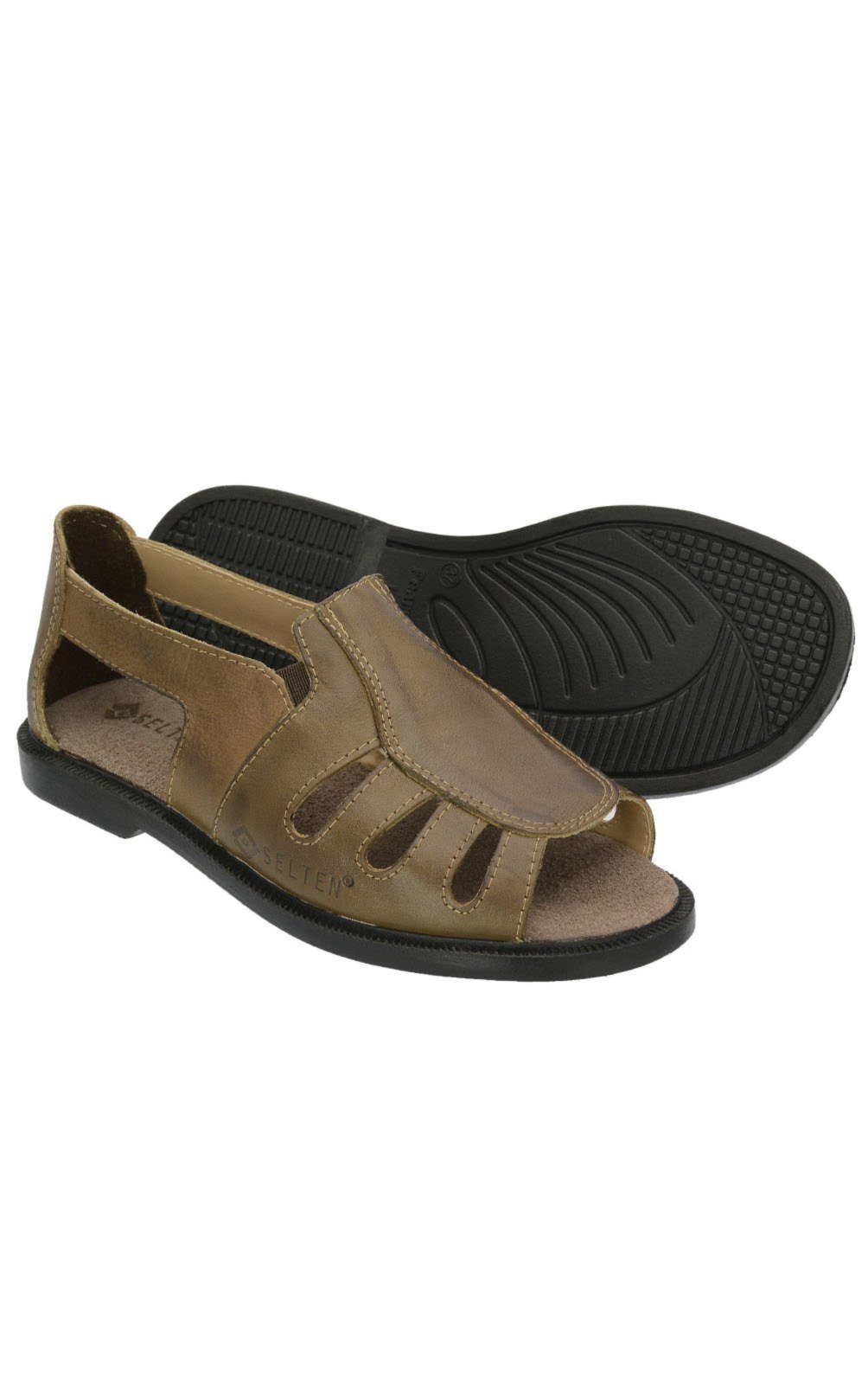 Sandalia Masculina Confort Chinelo Couro Selten Castor