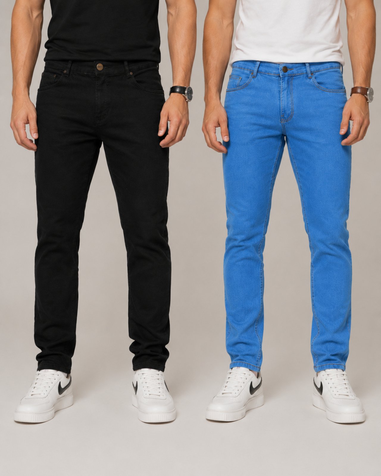 Kit 2 Calças Jeans Tex Jeans Masculina Casual Premium Delavê e Preta