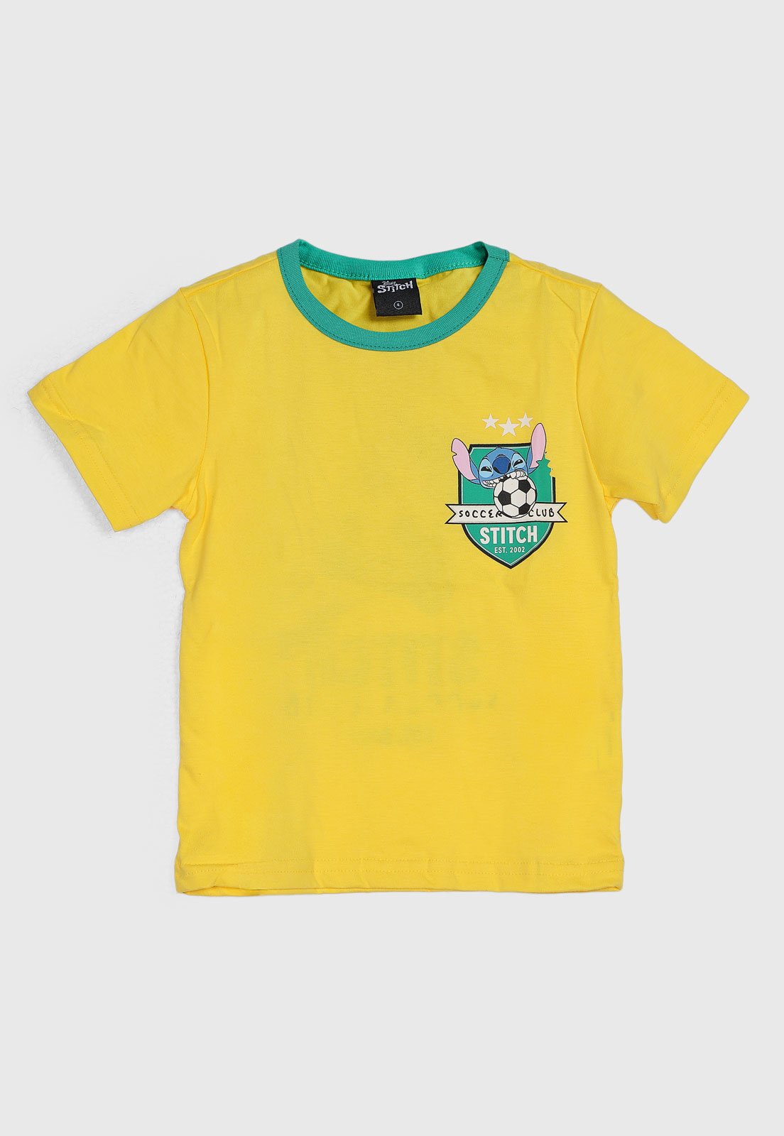 Infantil - Camiseta Brandili Stitch Futebol Amarela