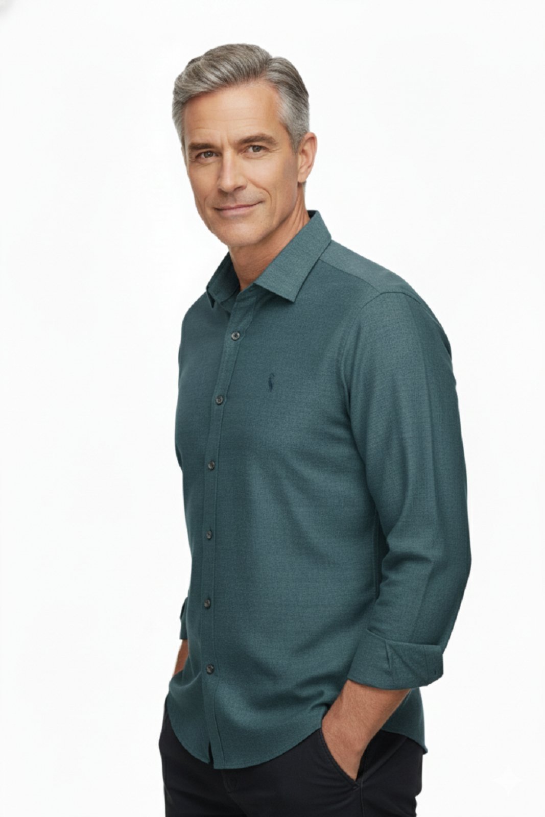 Camisa Manga Longa Amil Bard Modelagem Slim Tecido Passa Fácil 1863 Militar