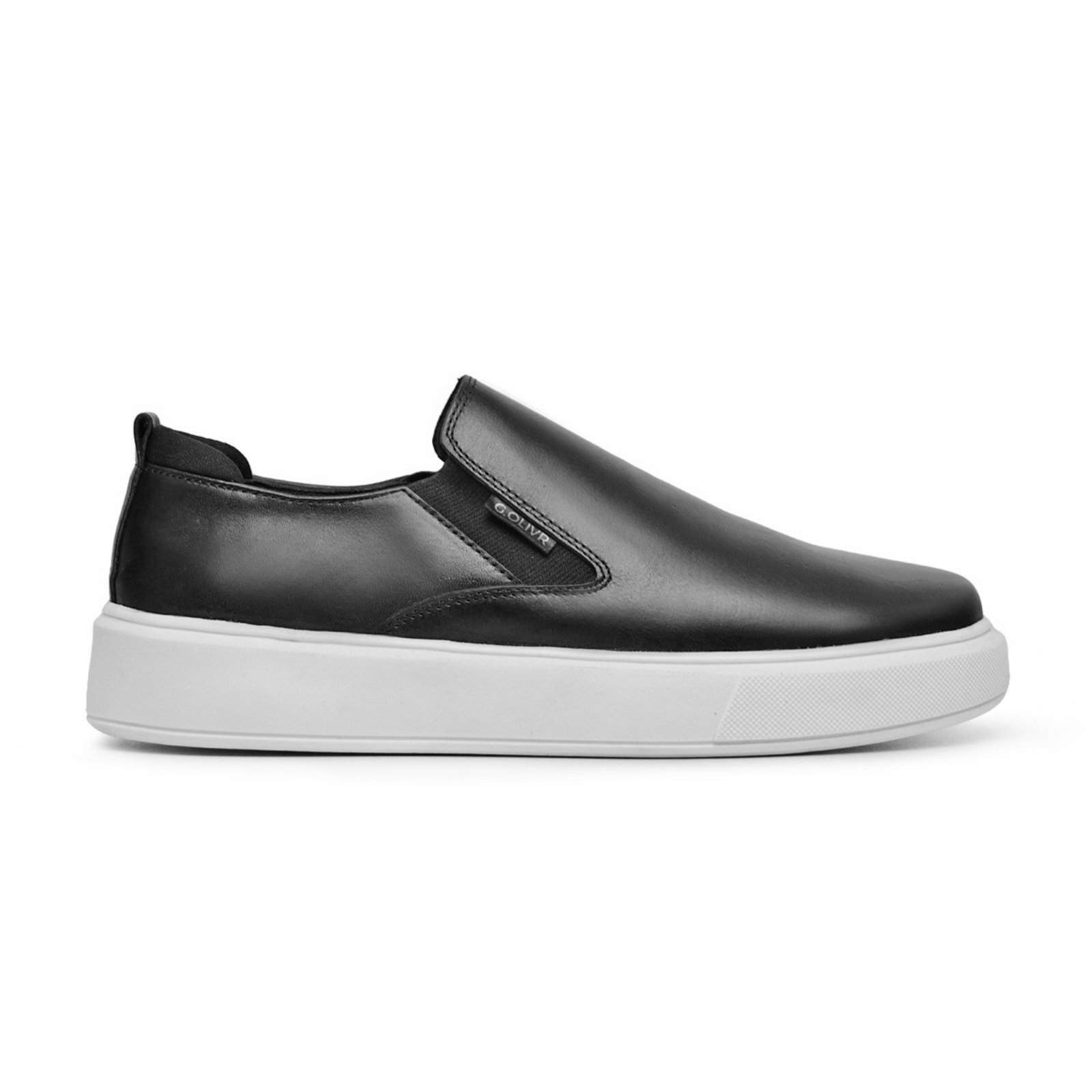 Sapatenis Slip On Lavini Couro Casual Casamento Sola Alta Preto