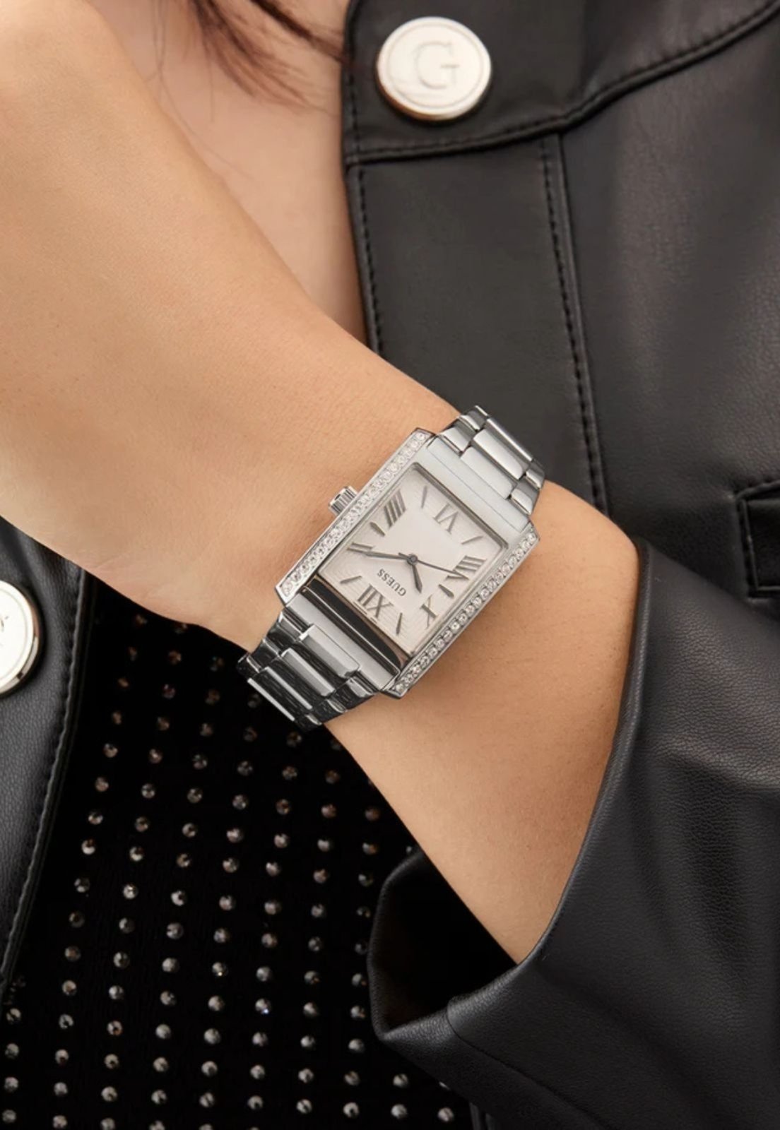 Vista 3 Relógio Guess Retangular Cristais prata Guess prata