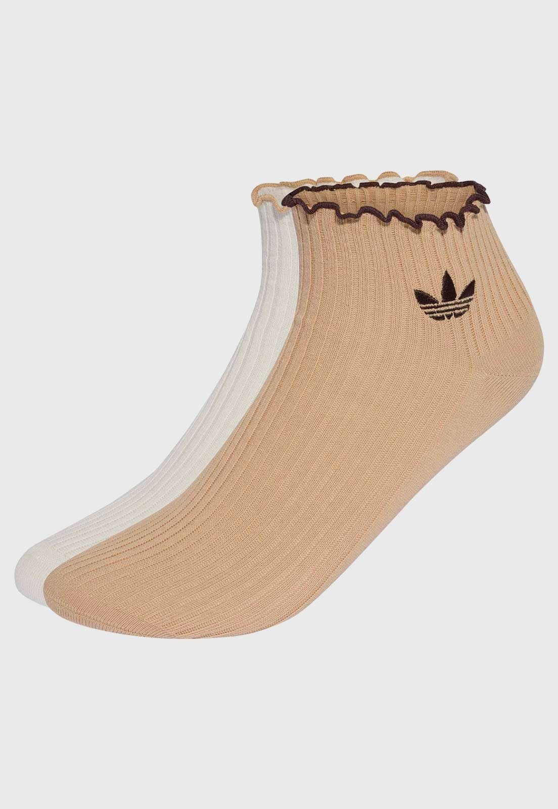 Kit 2 Meia adidas Originals Cano Médio Ruffle Bege