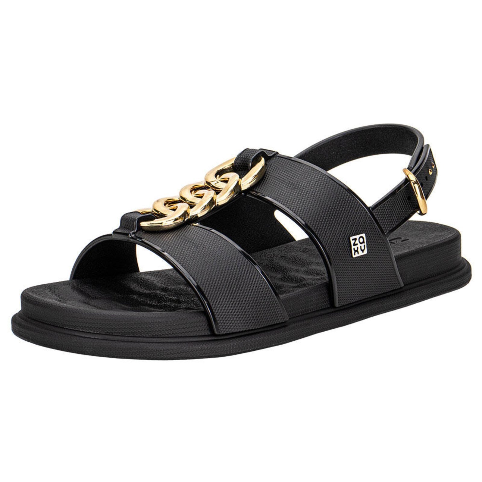 Sandália Feminina Flat Glam Zaxy 19222 3299222 Preto