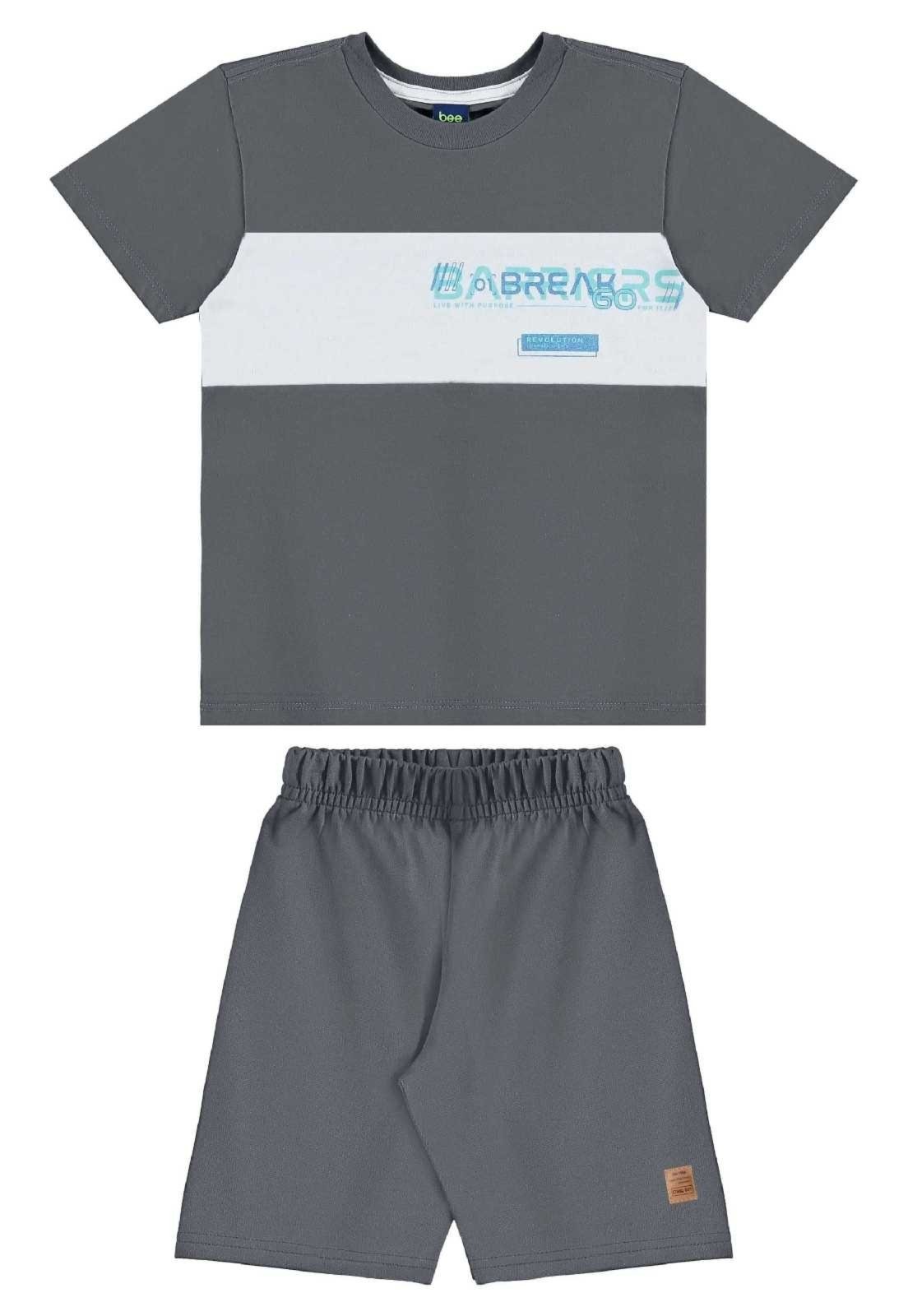 Infantil - Conjunto Camiseta e Bermuda Bee Loop Cinza