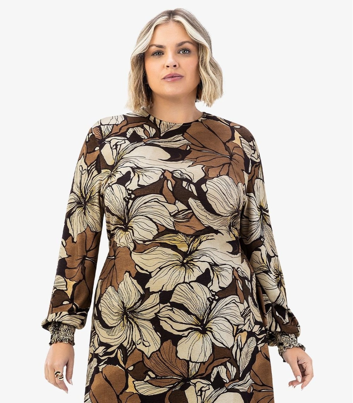 Vestido Curto Plus Size Secret Glam Marrom