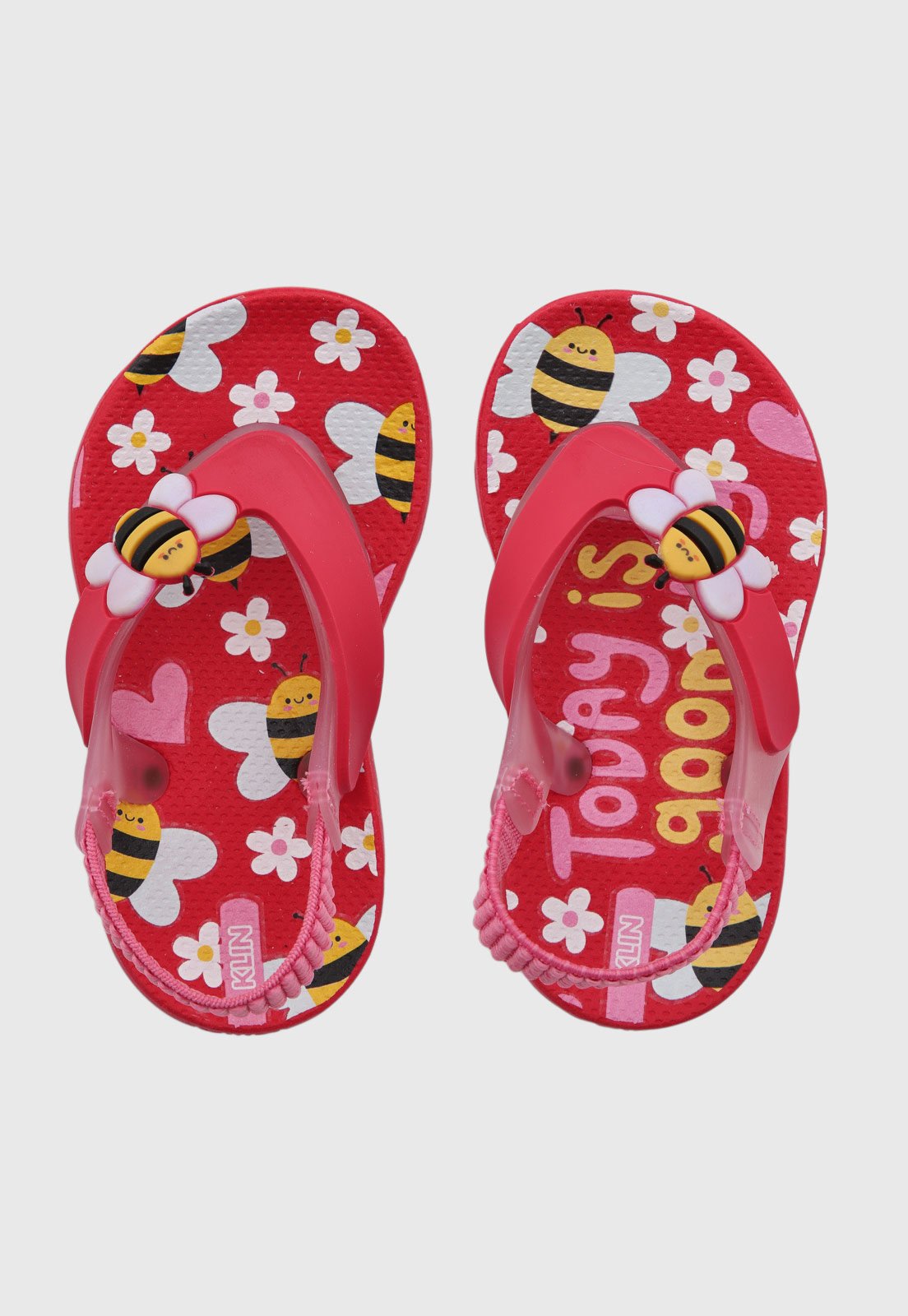 Infantil - Chinelo Klin Estampa Abelhas e Flores Vermelho